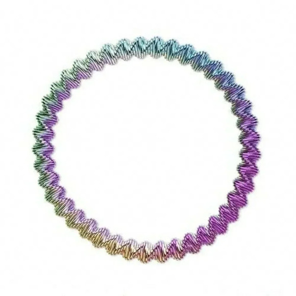 Ombre Rainbow Colors Blue Green Pink Purple Gold Stretch Metal Steel Bracelet - Picture 1 of 1